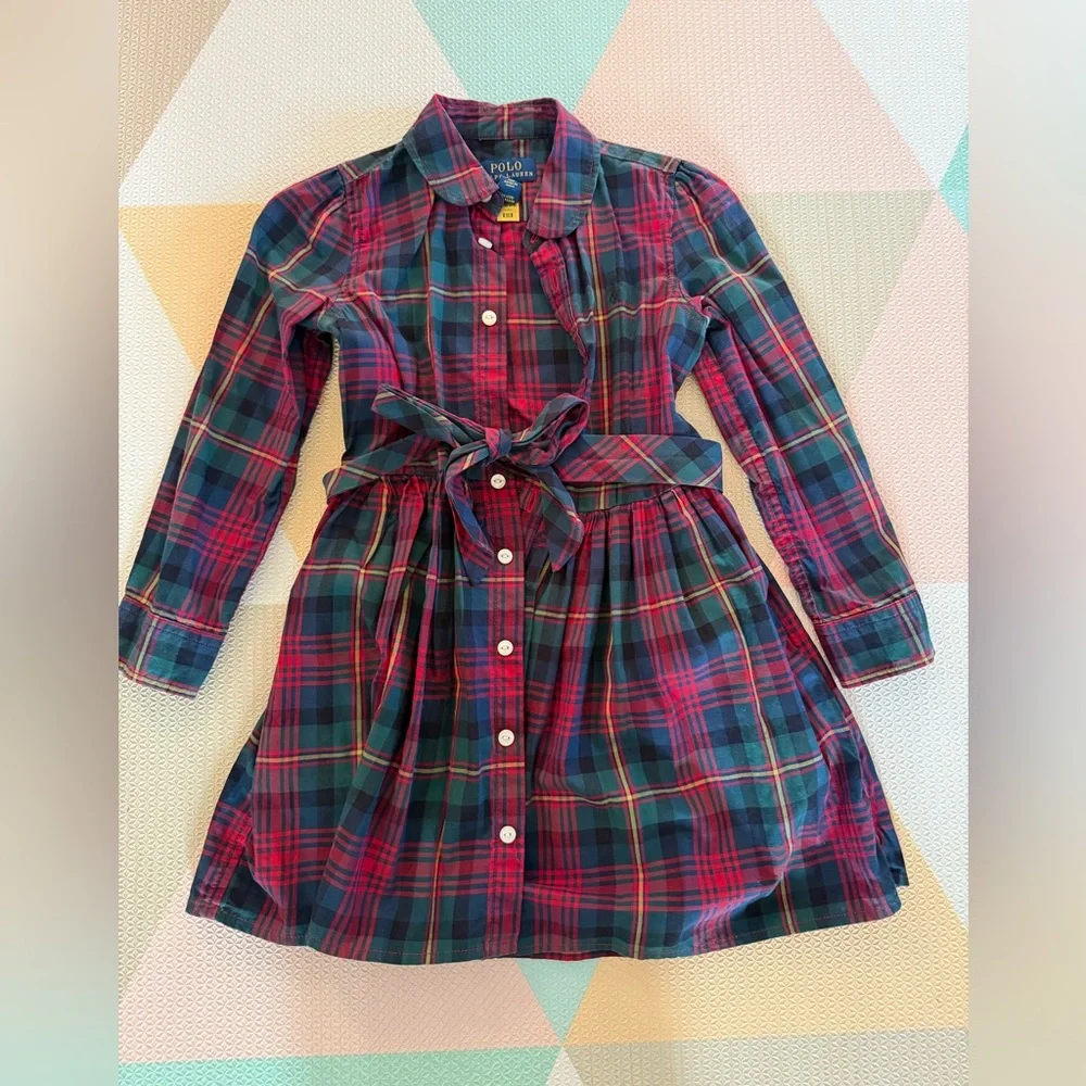 Polo by Ralph Lauren Plaid Cotton Twill Shirtdress with Tie Waist - Picture 2 of 7